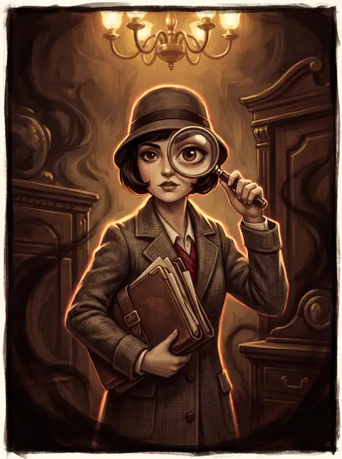 Illustration: a night-watch inspector with a spyglass and notebook.