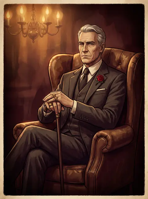 Illustration: a mafia boss in a top hat with a gold signet ring.